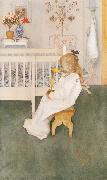 Carl Larsson Lisbeth in her night Dress with a yellow tulip Germany oil painting artist